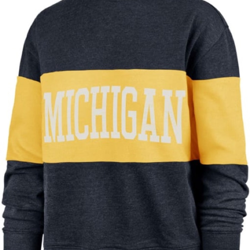 47 MICHIGAN WOLVERINES WOMENS NAVY BLUE KINSEY CREW SWEATSHIRT